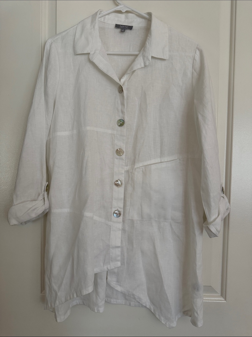 Habitat S white linen Asymmetrical Top
